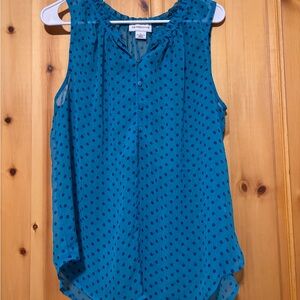 Liz Claiborne Teal Sleeveless Polka Dot Camisole
